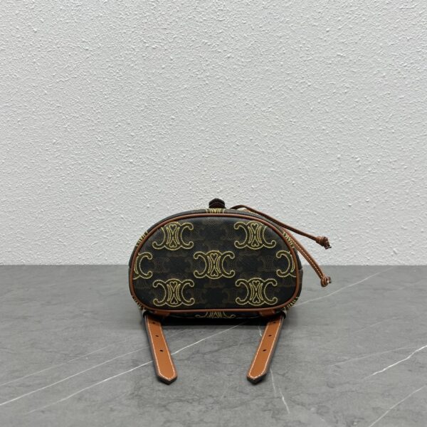 1:1 Replica Celine Mini Backpack Folco In Triomphe Canvas With Triomphe Heart Embroidery Brown For Women 8in/20cm 197662EF3.04LU