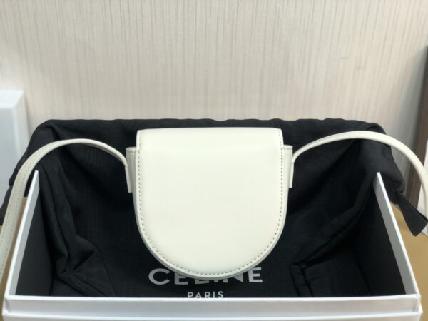 1:1 Replica Celine Mini Besace Cuir Triomphe White For Women 4in/11cm 10J303DPQ.01BC