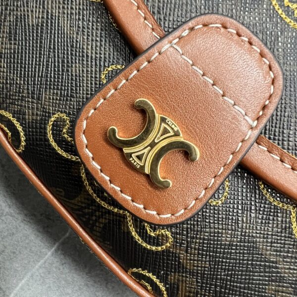 1:1 Replica Celine Mini Besace In Triomphe Canvas With Triomphe Heart Embroidery Brown For Women 6in/15cm 196702ECK.04LU