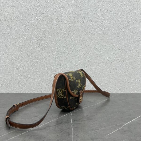 1:1 Replica Celine Mini Besace In Triomphe Canvas With Triomphe Heart Embroidery Brown For Women 6in/15cm 196702ECK.04LU