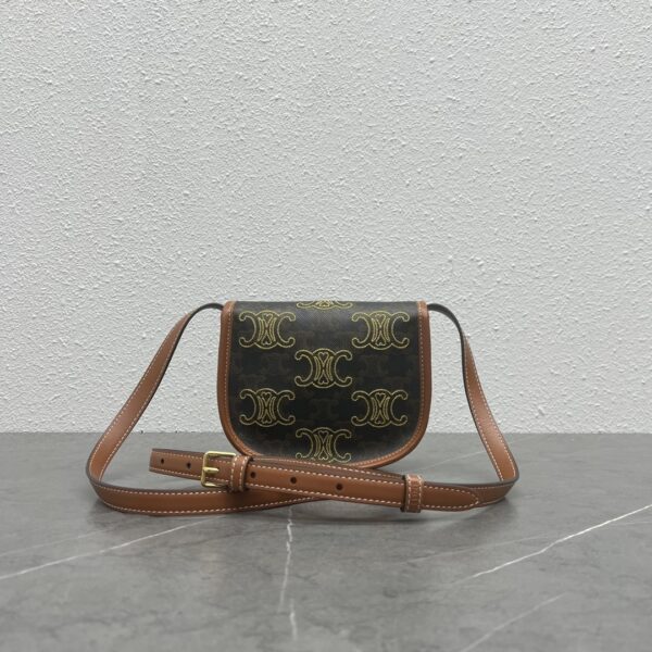 1:1 Replica Celine Mini Besace In Triomphe Canvas With Triomphe Heart Embroidery Brown For Women 6in/15cm 196702ECK.04LU