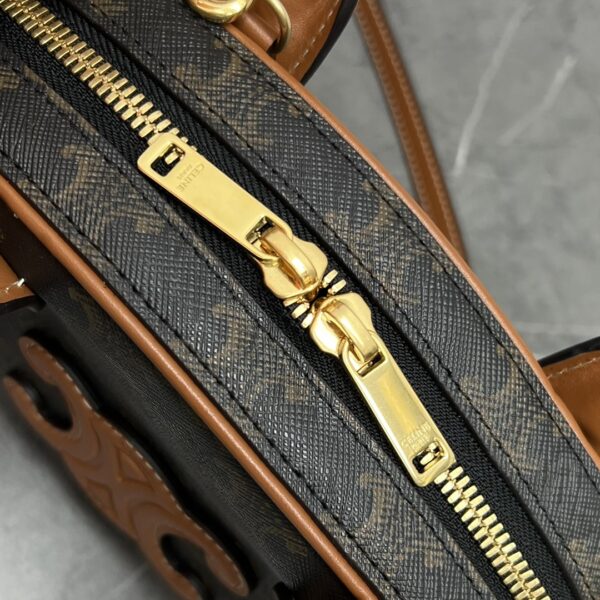 1:1 Replica Celine Mini Bowling Bag In Triomphe Canvas Tan For Women 8in/20cm 110462EKX.04LU