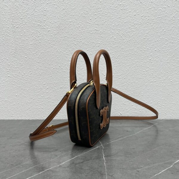 1:1 Replica Celine Mini Bowling Bag In Triomphe Canvas Tan For Women 8in/20cm 110462EKX.04LU
