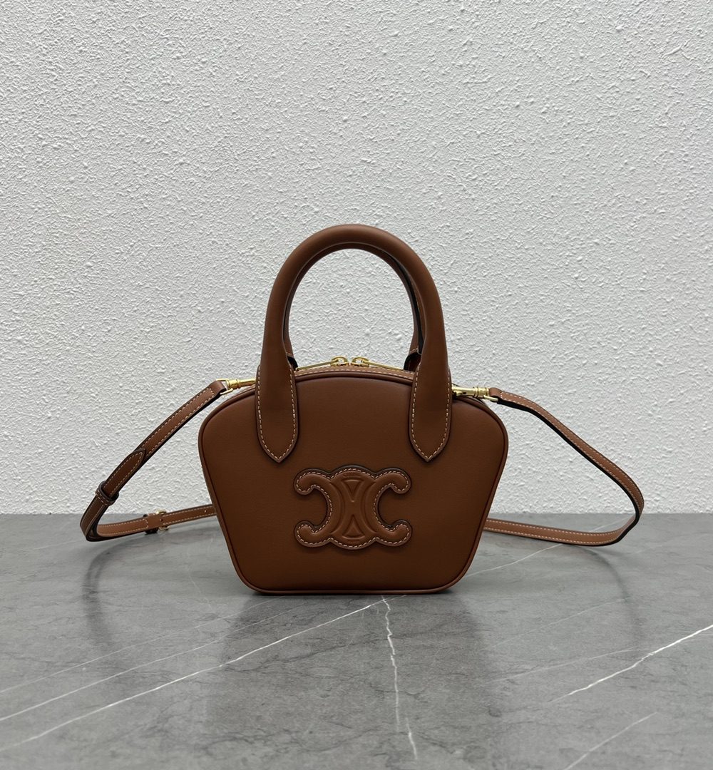 1:1 Replica Celine Mini Bowling Bag Tan For Women 8in/20cm