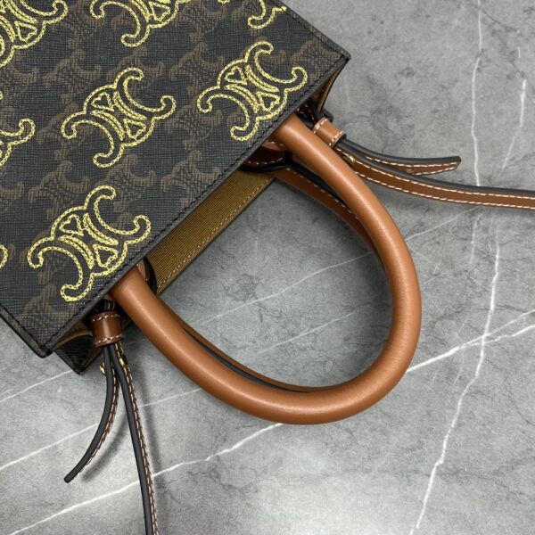 1:1 Replica Celine Mini Folco In Triomphe Canvas With Triomphe Heart Embroidery Brown For Women 8in/20cm
