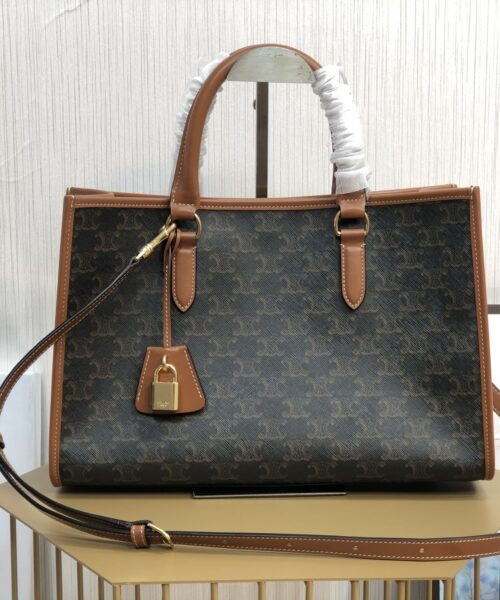 1:1 Replica Celine Mini Horizontal Cabas In Triomphe Canvas Tan For Women 14in/35cm 199742BZJ.04LU