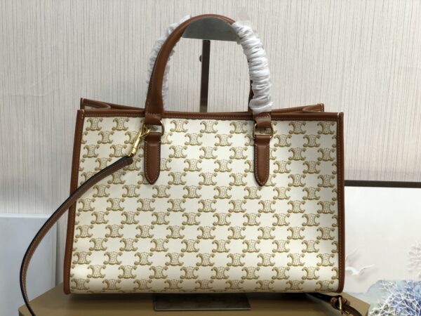 1:1 Replica Celine Mini Horizontal Cabas In Triomphe Canvas White For Women 14in/35cm 199742BZJ.01BC