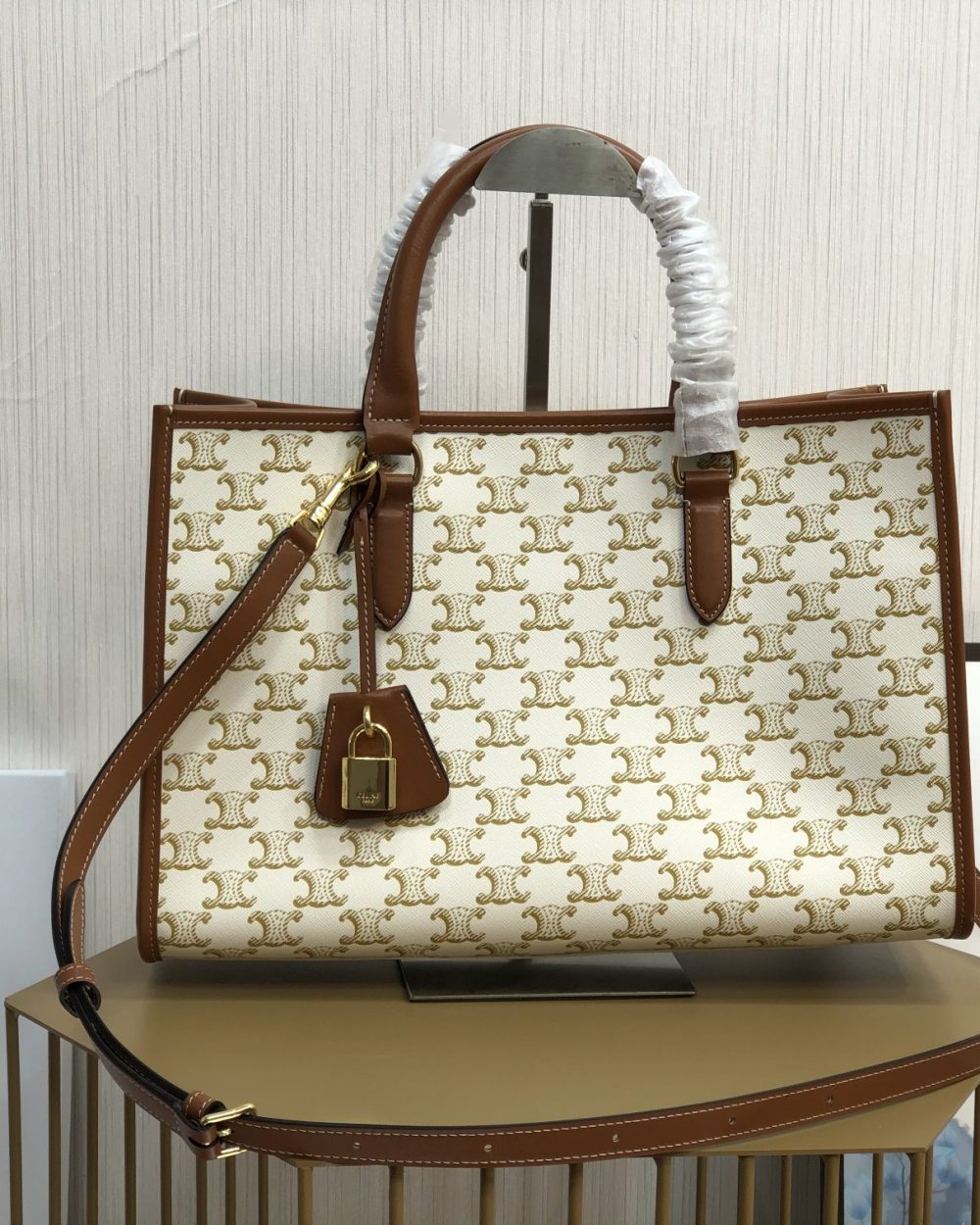 1:1 Replica Celine Mini Horizontal Cabas In Triomphe Canvas White For Women 14in/35cm 199742BZJ.01BC