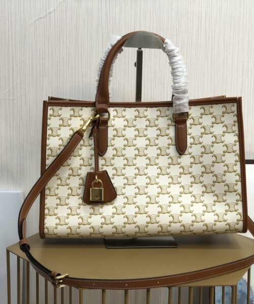 1:1 Replica Celine Mini Horizontal Cabas In Triomphe Canvas White For Women 14in/35cm 199742BZJ.01BC