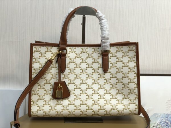 1:1 Replica Celine Mini Horizontal Cabas In Triomphe Canvas White For Women 14in/35cm 199742BZJ.01BC