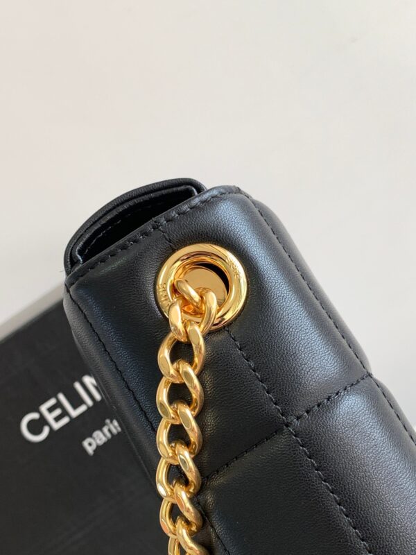 1:1 Replica Celine Mini Shoulder Chain Matelasse Monochrome Black/White For Women 18cm / 7in 10L333EWJ.38NO