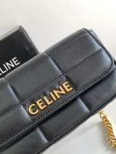 1:1 Replica Celine Mini Shoulder Chain Matelasse Monochrome Black/White For Women 18cm / 7in 10L333EWJ.38NO