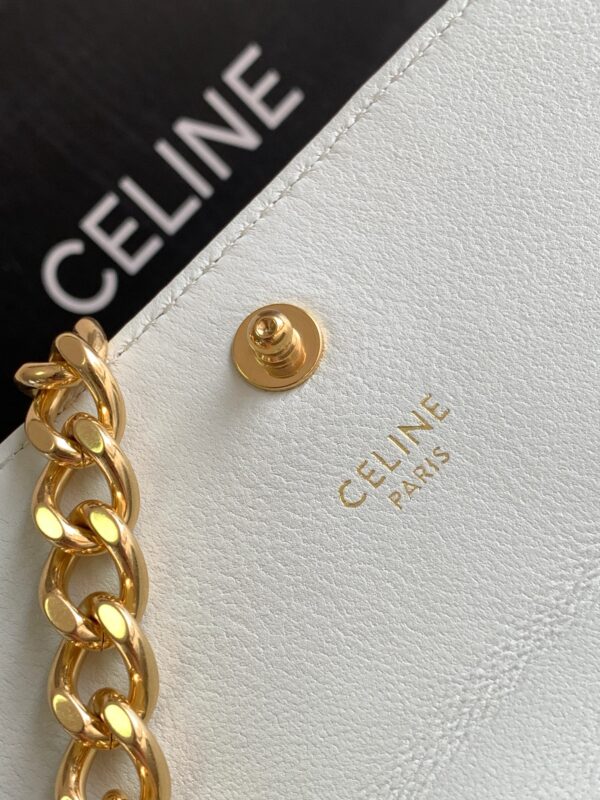 1:1 Replica Celine Mini Shoulder Chain Matelasse Monochrome Black/White For Women 18cm / 7in 10L333EWJ.38NO