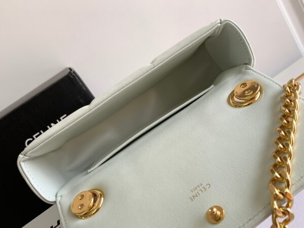 1:1 Replica Celine Mini Shoulder Chain Matelasse Monochrome Black/White For Women 18cm / 7in 10L333EWJ.38NO