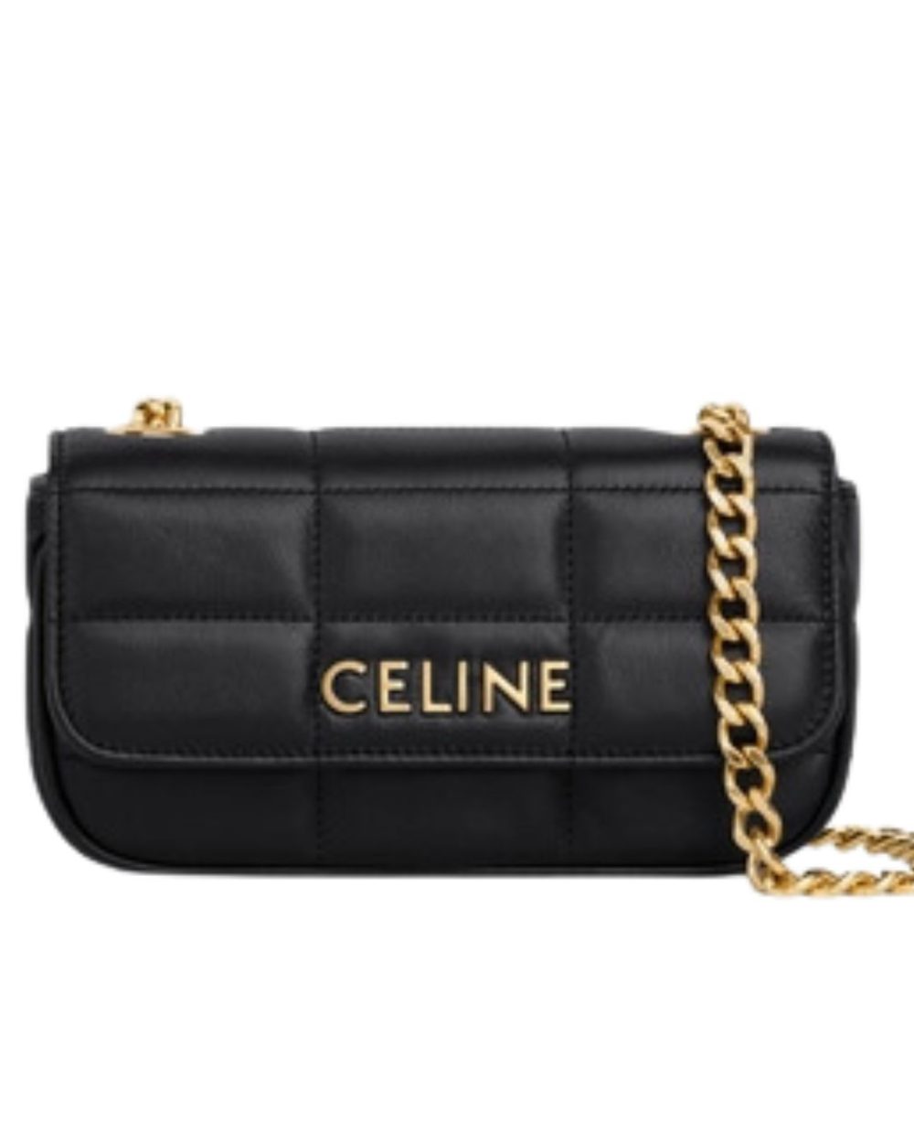 1:1 Replica Celine Mini Shoulder Chain Matelasse Monochrome Black/White For Women 18cm / 7in 10L333EWJ.38NO