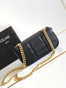1:1 Replica Celine Mini Shoulder Chain Matelasse Monochrome Black/White For Women 18cm / 7in 10L333EWJ.38NO