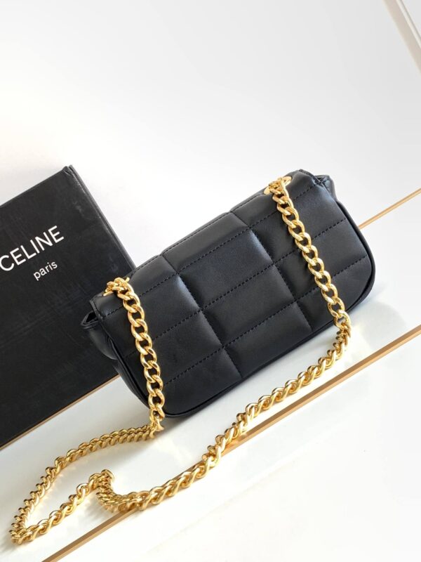 1:1 Replica Celine Mini Shoulder Chain Matelasse Monochrome Black/White For Women 18cm / 7in 10L333EWJ.38NO