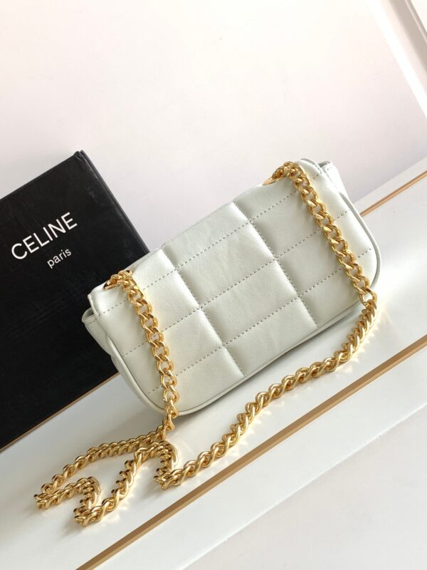 1:1 Replica Celine Mini Shoulder Chain Matelasse Monochrome Black/White For Women 18cm / 7in 10L333EWJ.38NO