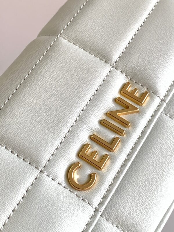 1:1 Replica Celine Mini Shoulder Chain Matelasse Monochrome Black/White For Women 18cm / 7in 10L333EWJ.38NO