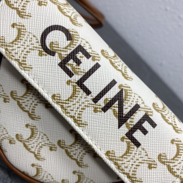 1:1 Replica Celine Mini Triangle In Triomphe Canvas With Celine Print White For Women 8in/21cm