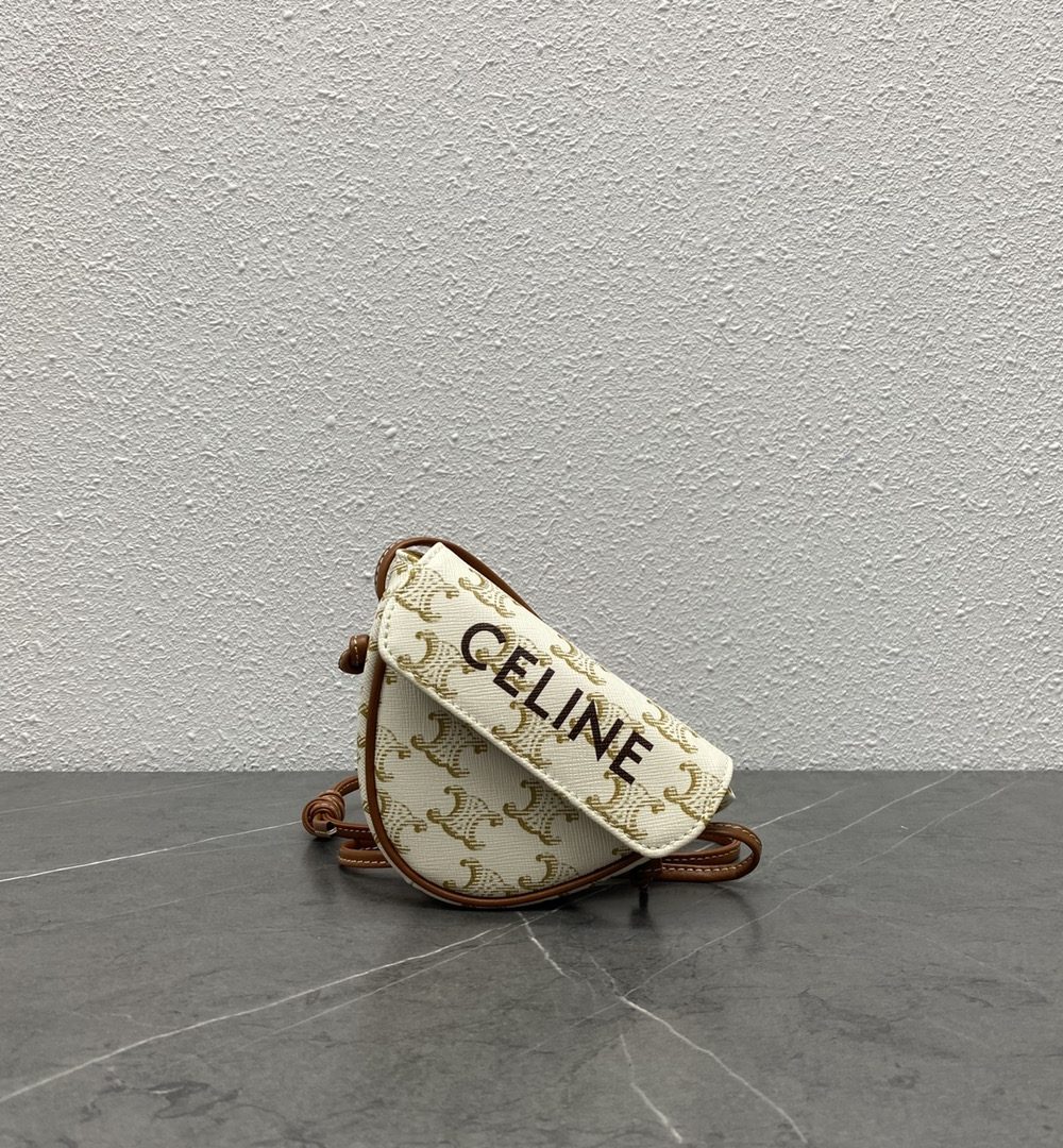 1:1 Replica Celine Mini Triangle In Triomphe Canvas With Celine Print White For Women 8in/21cm