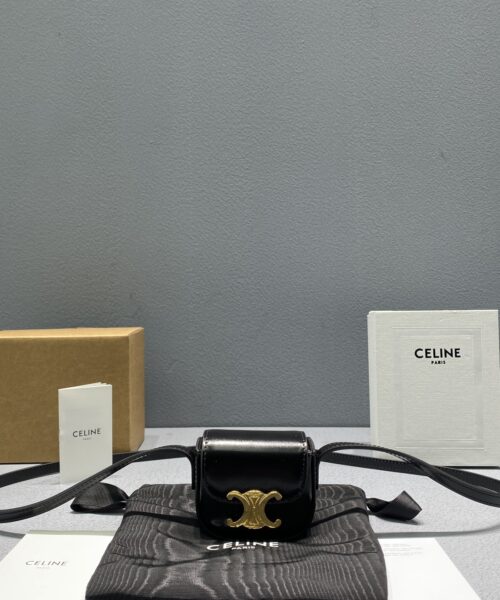 1:1 Replica Celine Mini Triomphe Black For Women 4in/11cm 10I513DPV.38NO