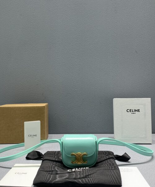 1:1 Replica Celine Mini Triomphe Ice Mint For Women 4in/11cm 10I513DPV.29IM