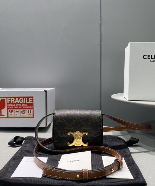 1:1 Replica Celine Mini Triomphe In Triomphe Canvas Tan For Women 4in/11cm 10I512DQB.04LU