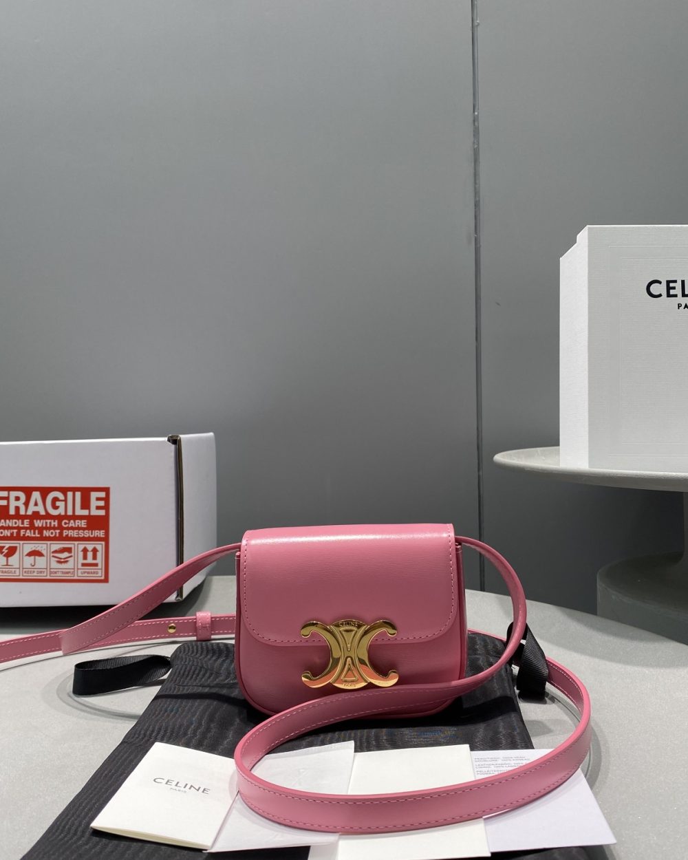 1:1 Replica Celine Mini Triomphe Pink For Women 4in/11cm
