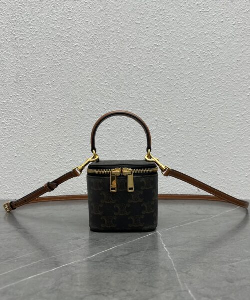 1:1 Replica Celine Mini Vanity Case In Triomphe Canvas Tan For Women 4in/9cm 10J762CZ1.04LU