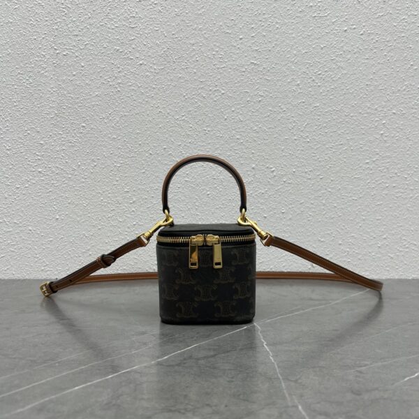1:1 Replica Celine Mini Vanity Case In Triomphe Canvas Tan For Women 4in/9cm 10J762CZ1.04LU