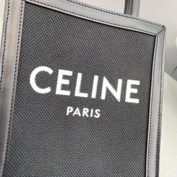 1:1 Replica Celine Mini Vertical Cabas Celine In Textile With Celine Print Black For Women 8in/20cm