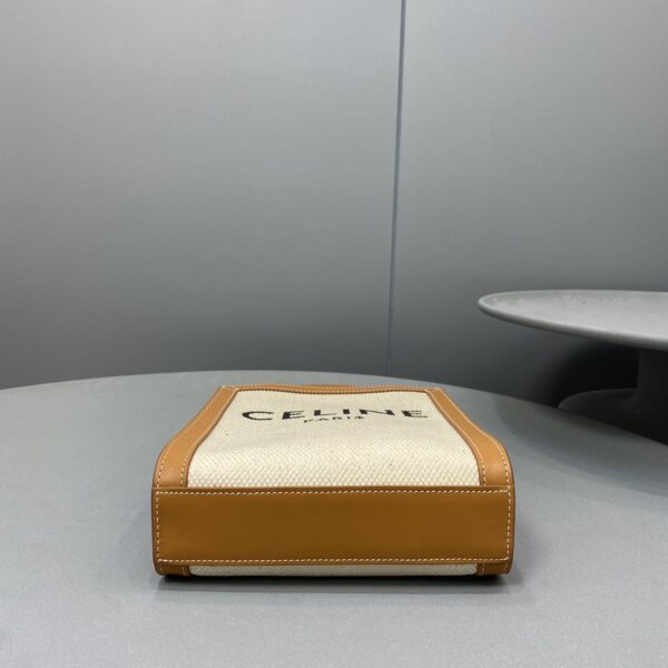 1:1 Replica Celine Mini Vertical Cabas Celine In Textile With Celine Print White/Brown For Women 8in/20cm 193302BNZ.02NT