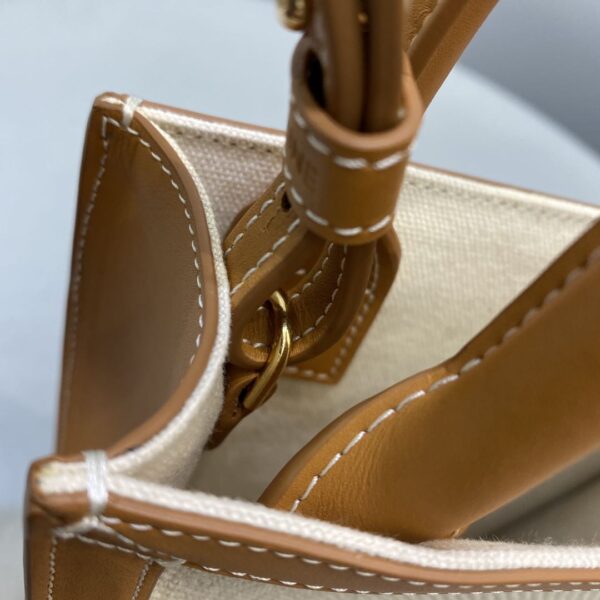 1:1 Replica Celine Mini Vertical Cabas Celine In Textile With Celine Print White/Brown For Women 8in/20cm 193302BNZ.02NT