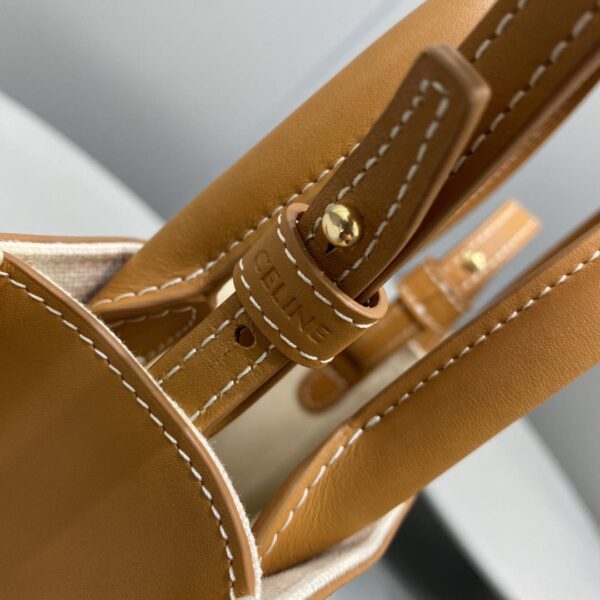 1:1 Replica Celine Mini Vertical Cabas Celine In Textile With Celine Print White/Brown For Women 8in/20cm 193302BNZ.02NT