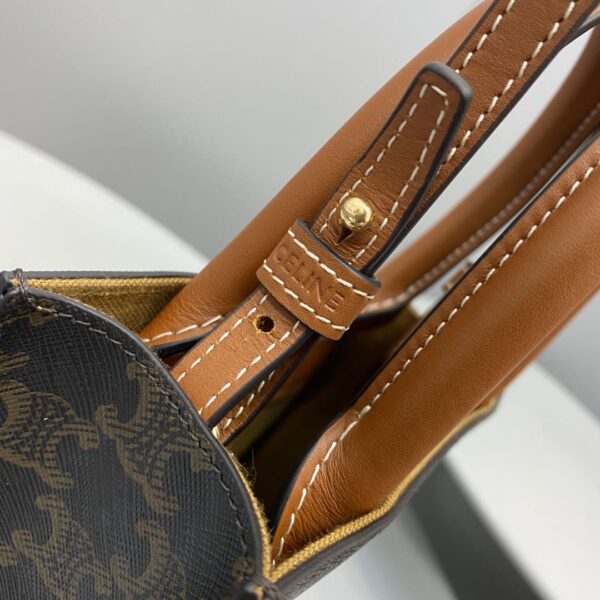 1:1 Replica Celine Mini Vertical Cabas In Triomphe Canvas Brown For Women 7.2in/18cm 194372BZK.04LU