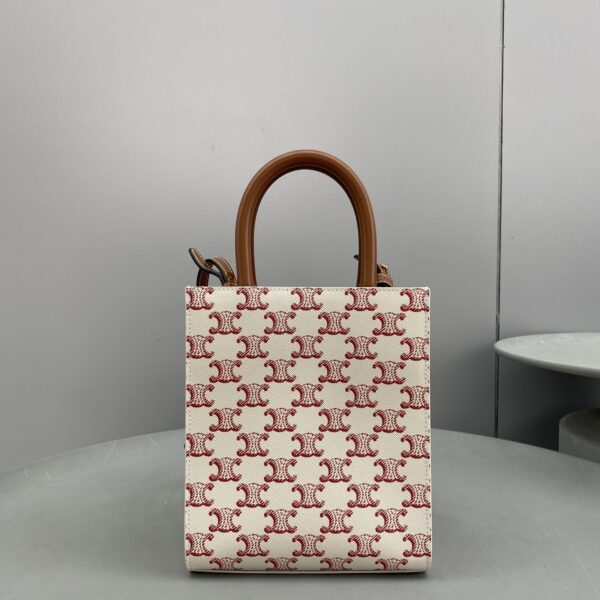 1:1 Replica Celine Mini Vertical Cabas In Triomphe Canvas Red For Women 7.2in/18cm