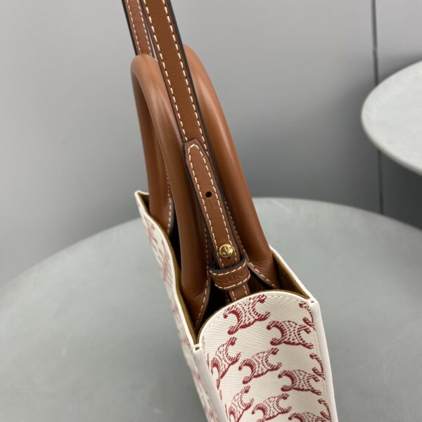 1:1 Replica Celine Mini Vertical Cabas In Triomphe Canvas Red For Women 7.2in/18cm