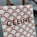 1:1 Replica Celine Mini Vertical Cabas In Triomphe Canvas Red For Women 7.2in/18cm