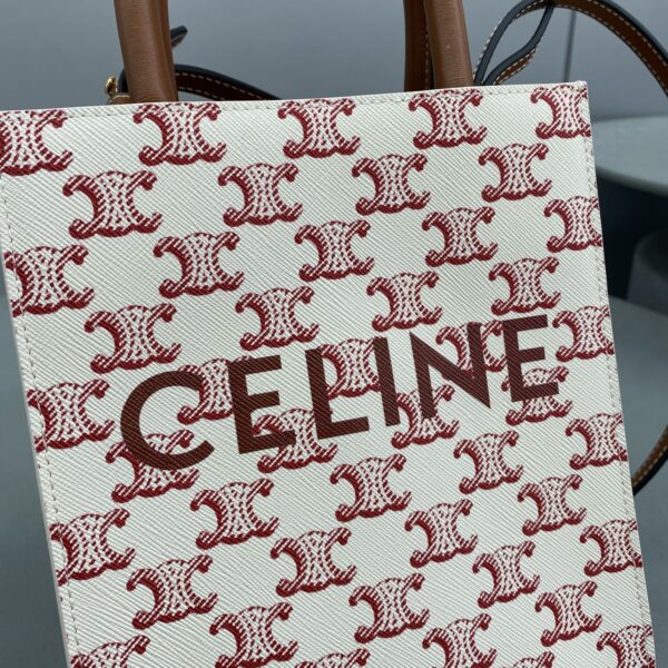 1:1 Replica Celine Mini Vertical Cabas In Triomphe Canvas Red For Women 7.2in/18cm