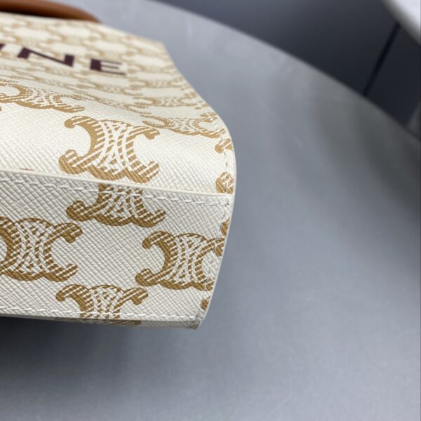 1:1 Replica Celine Mini Vertical Cabas In Triomphe Canvas White For Women 7.2in/18cm 194372BZK.01BC