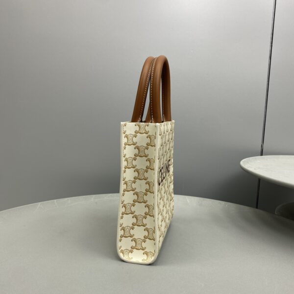 1:1 Replica Celine Mini Vertical Cabas In Triomphe Canvas White For Women 7.2in/18cm 194372BZK.01BC