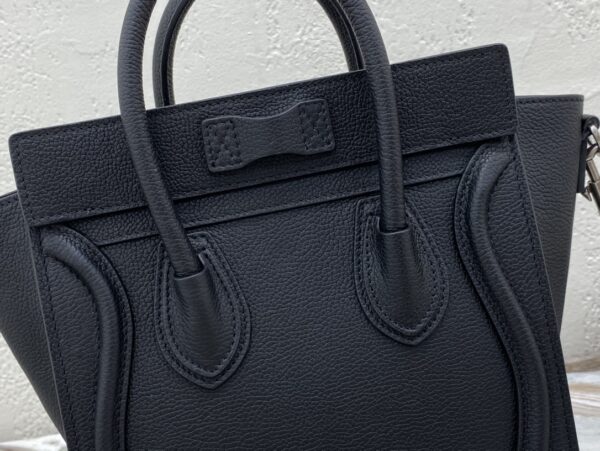 1:1 Replica Celine Nano Luggage Bag In Drummed Black For Women 8in/20cm 189243DRU.38NO