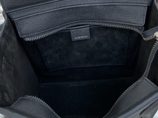 1:1 Replica Celine Nano Luggage Bag In Drummed Black For Women 8in/20cm 189243DRU.38NO