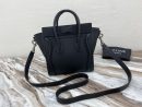 1:1 Replica Celine Nano Luggage Bag In Drummed Black For Women 8in/20cm 189243DRU.38NO