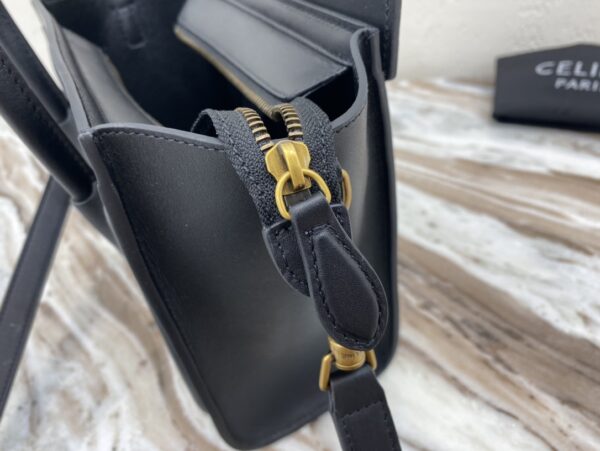 1:1 Replica Celine Nano Luggage Bag In Drummed Black For Women 8in/20cm 189243HSC.38NO