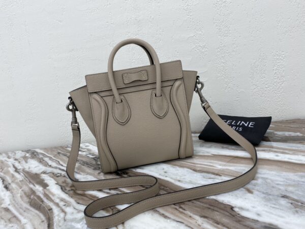 1:1 Replica Celine Nano Luggage Bag In Drummed Brown For Women 8in/20cm