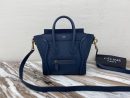 1:1 Replica Celine Nano Luggage Bag In Drummed Dark Blue For Women 8in/20cm