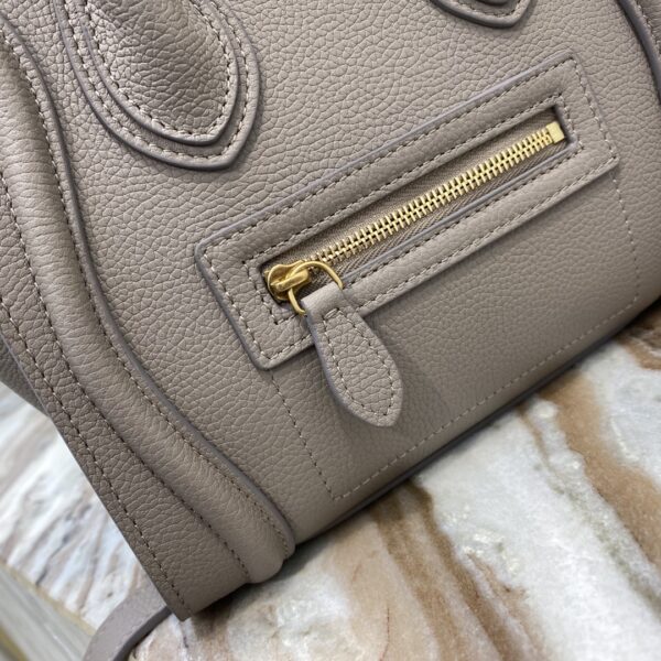 1:1 Replica Celine Nano Luggage Bag In Drummed Dark Brown For Women 8in/20cm