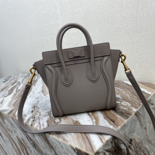 1:1 Replica Celine Nano Luggage Bag In Drummed Dark Brown For Women 8in/20cm